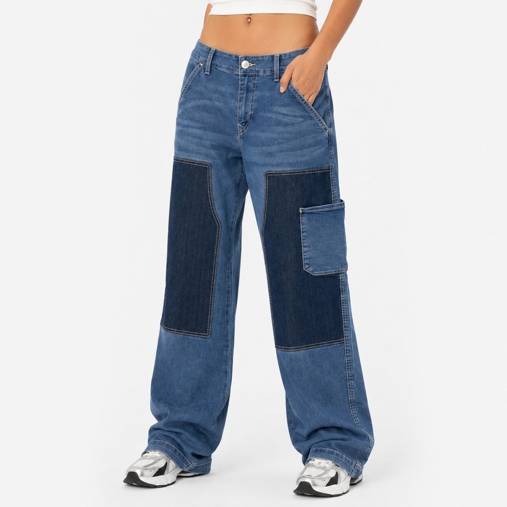 NWT $184 True Religion Sz 31 Womens Jeans Cargo Carpenter Low Rise Grunge Pants